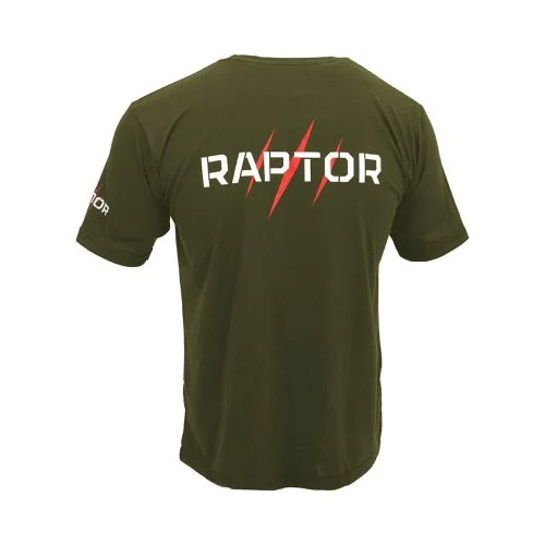 RAP HER TSH OGR Raptor T-Shirt Olivgrün Rot V 05