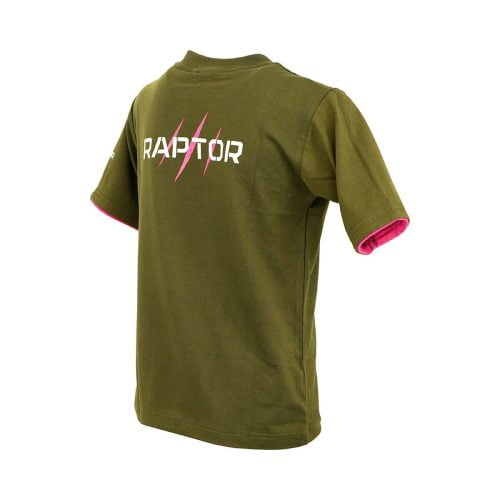 RAP KID TSH OGP Raptor Kids T Shirt Olive Green Pink V 04