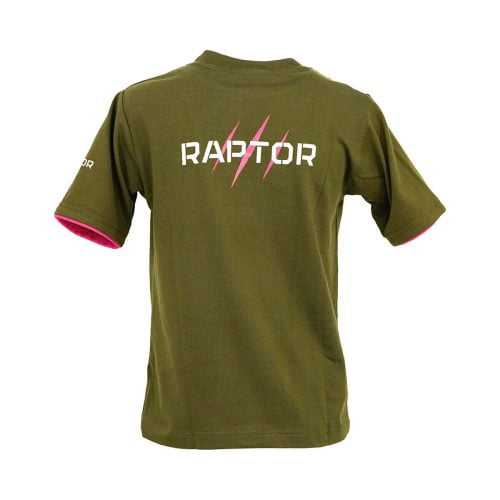 RAP KID TSH OGP Raptor Kids T Shirt Olive Green Pink V 05
