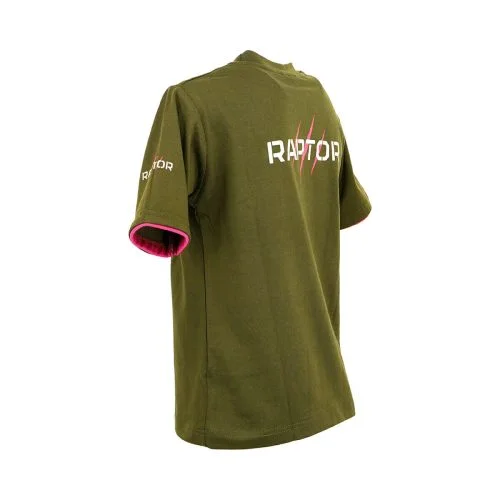 RAP KID TSH OGP Raptor Kids T Shirt Olive Green Pink V 06