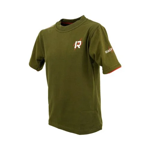 RAP KID TSH OGR Raptor Kids T Shirt Olive Green Red V 08
