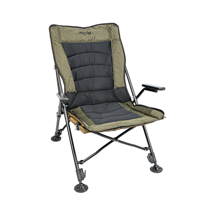 RCG FoldX Chair inklapbare stoel met zwarte mesh-zitting en verstelbare poten overzicht foto voorkant