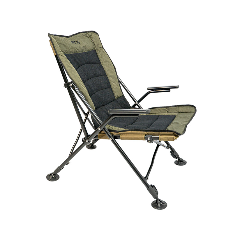 RCG FoldX Chair inklapbare stoel met zwarte mesh-zitting en verstelbare poten overzicht foto zijkant