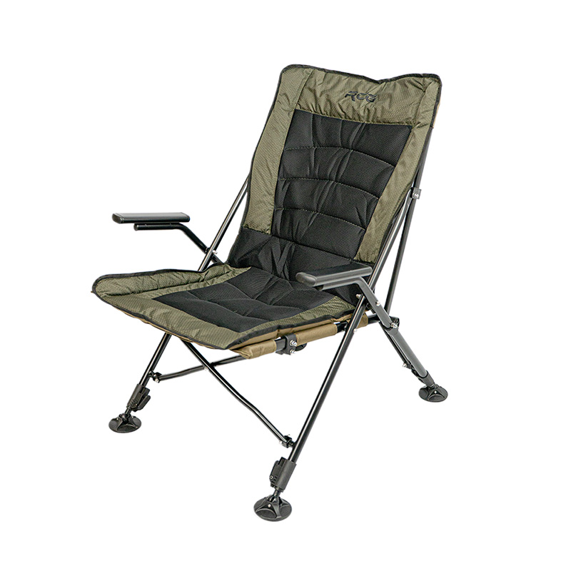 RCG FoldX Chair inklapbare stoel met zwarte mesh-zitting en verstelbare poten overzicht foto zijkant