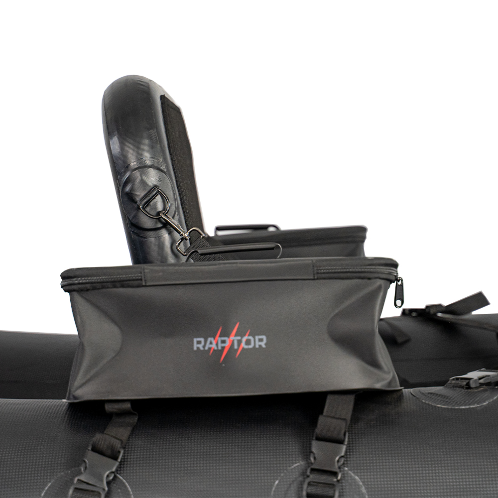 Raptor BellyBoat incl tassen zijaanzicht tassen en stoel detail