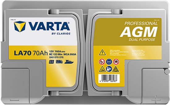 Varta LA70 Professional AGM Dual Purpose accu 12V 70Ah