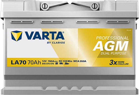 Varta LA70 Professional AGM Dual Purpose accu 12V 70Ah