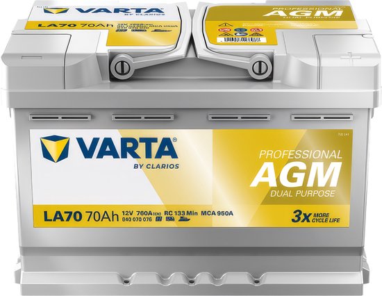 Varta LA70 Professional AGM Dual Purpose accu 12V 70Ah